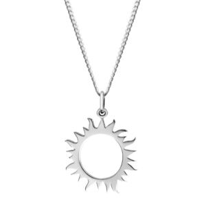 Sterling Silver Sun Pendant Necklace – 18mm Charm on 18" Chain